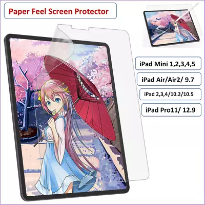 Screen Protector Paper Feel For IPad 2/3/4Air/Air2/9.7/10.5/Pro 11/12.9/Mini • £4.99