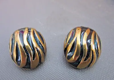 Cabouchon: Vintage 1980's Clip On Earrings - Dark Blue  / Gold • £6.99