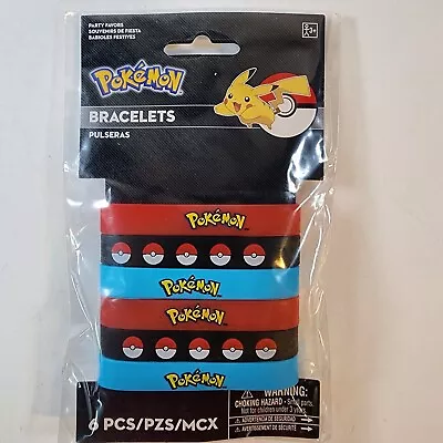 POKEMON RUBBER BRACELETS (6) Pokemon Birthday Party Supplies Favour • $6.99