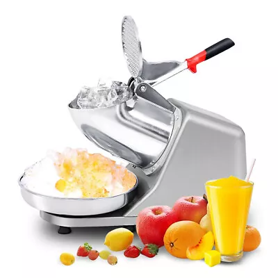 Electric Ice Crusher+Bowl Machine Snow Cone Shaver Stainless Steel Maker Home • £42.88