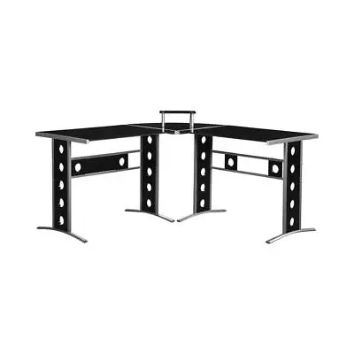 Coaster Home Furnishings Writing Desk 59  L-Shaped Steel/Glass/MDF Black/Silver • $303.83