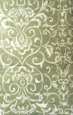 Christmas Green Color Damask Vinyl Flannel Backed Tablecloth Var. Size By Elrene • $16.48