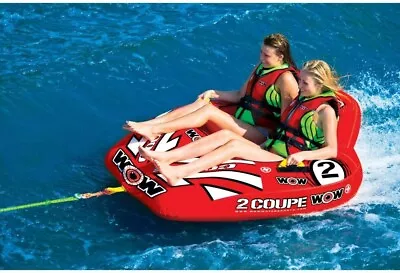 WOW Sports 2 Person Inflatable Towable Cockpit Tube For Boating Coupe Red • $146.89