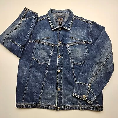 VTG Marithe Francois Girbaud Womens Jacket XL Blue Denim Trucker Jean Coat Rivet • $45.99