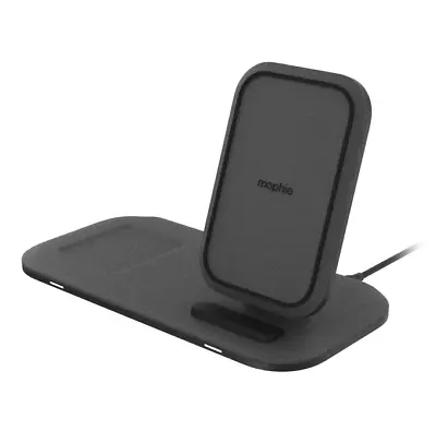 Mophie Qi Charger 15w Charging Stand Plus Uk Plug Up To 2 Devices - Fabric Black • £29.99