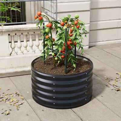 Garden Metal Raised Vegetable Planter Flower Trough Grow Bed Anthracite Black • £35.95