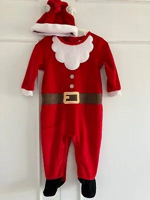 Baby 6-9mnths Santa Suit/ Babygrow Fleece Material Excellent Condition With Hat • £7