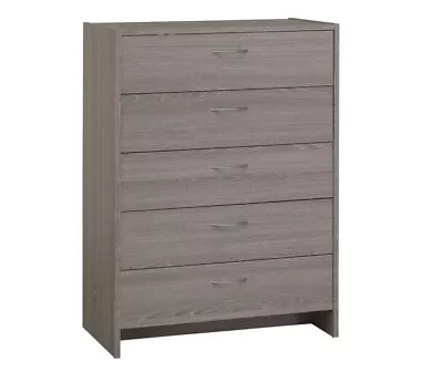 Seville 5 Drawer Chest - 5 Drawer Grey Oak Effct NEW BOXED • £59