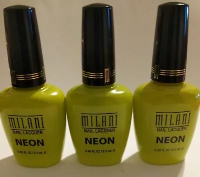 Milani Nail Lacquer 503 Totally 80's Neon Green Nail Polish Set Bundle Of 3 • $12.95