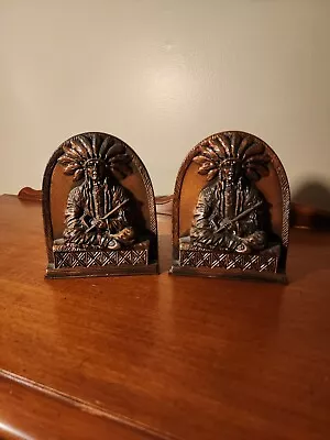 K & O Metal Native American Indian Peace Pipe Bookends • $100