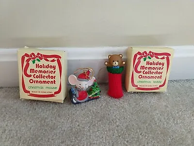 Holiday Memories Collector Ornament Christmas Mouse And Teddy Bear • $9.99