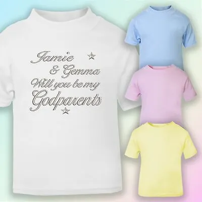 £7.75 • Buy Will You Be My Godparents  Personalised Embroidered Baby T-Shirt Gift Godmother