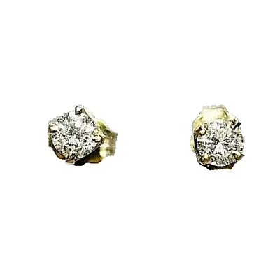 14K  Yellow  Gold .42 Carat NATURAL DIAMOND Stud Earrings  G - I1 • $339