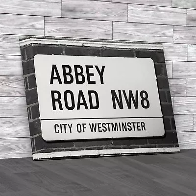 Abbey Road Street Sign Black White Canvas Print Large Picture Wall Art • £14.95