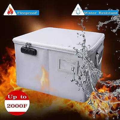 $34.99 • Buy Gray Fireproof Document Box With Lock(Foldable/Legal Size/Waterproof) US Seller