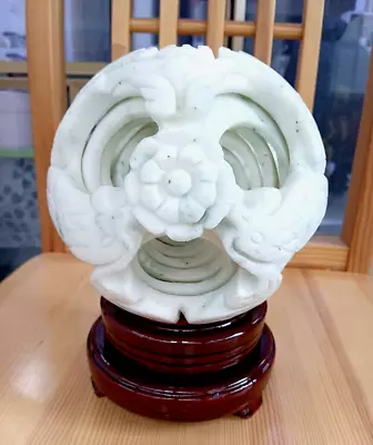 Handmade Ball Feng Shui 8 Layer Globe Sphere Lucky Geomancy Decoratio White Jade • $188.77