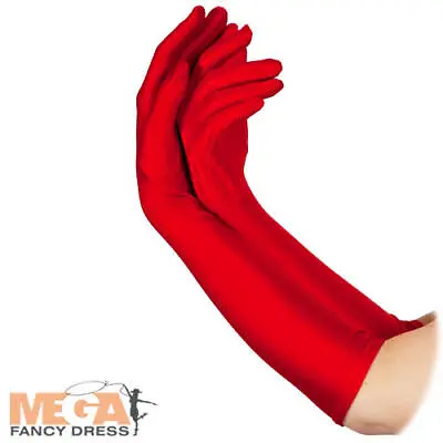 £6.49 • Buy Long Red Gloves Ladies Fancy Dress Celebrity Burlesque Womens Costume Accessory