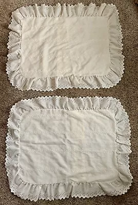 Vintage Pillow Shams Martha Stewart 1989 White Embroider Eyelet Ruffle Standard • $14.64