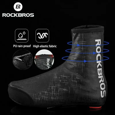 ROCKBROS Cycling Shoe Covers Winter Warm Windproof PU Protector Overshoes Black  • $18.99