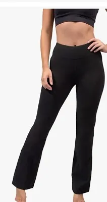 90 Degree By Reflex Wonderlink Hi Rise V Back Flare Leg Legging Pw72289 Black • $15.95