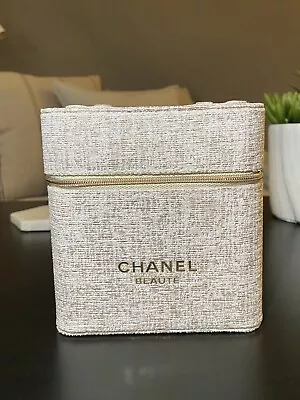 CHANEL Beauty Exclusive Makeup Box Travel Cosmetic Case Beige WITH STAINS!!! • $39.99