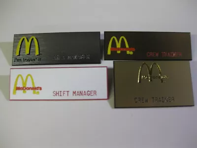 McDONALD'S Uniform Employee Name Badges W/ Management Titles! (4) Different! • $6.98