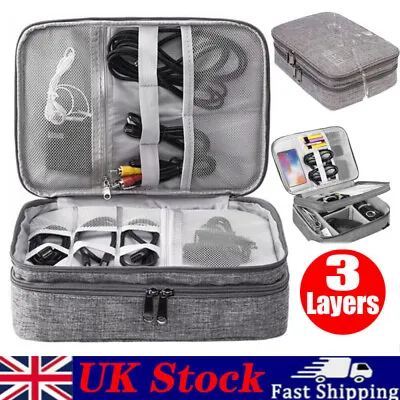 Travel Cable Storage Bag Digital Electronics USB Gadget Organiser Protector Case • £10.29