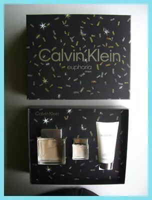 Calvin Klein EUPHORIA MEN Gift Set 100ml & 15ml EDT & 100ml AS BALM - UK STOCK • £45.02