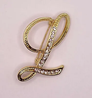£4.80 • Buy Diamante Gold Initial Letter L Fashion Brooch Pin Brand New FREE P&P