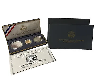 1991 US Mount Rushmore Anniversary 3 Coins Proof Set Gold & Silver Box And COA • $612