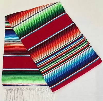 Artisan Falsa Mexican Blanket Saltillo Serape Yoga Throw Made In Mexico S007 • $26.95