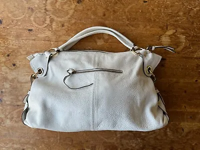 Edwina Ronay White Leather Handbag Hobo Top Handle Zip Bag • £24.99