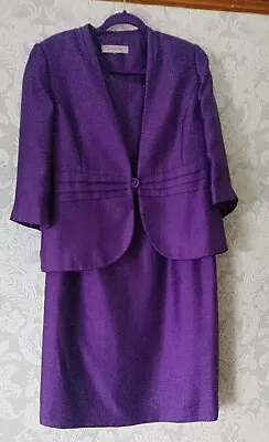 JAQUES VERT Mother Of The Bride Groom Outfit Blazer Dress Purple Size 14/16  • £10