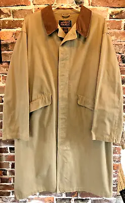 VTG Mens Eddie Bauer Cotton Canvas Khaki Duster W Corduroy Collar Yoke 2XL Tall • $79.99