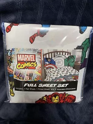 New Marvel Comics Full Bed Sheet Set Avengers Hulk Iron Man Thor Captain America • $29.99