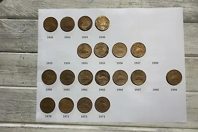Set Of Mexican 20 Centavos Bronze Coins From 19 Different Years • $87