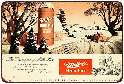 Miller High Life Beer Advertisement Vintage LOOK Reproduction Metal Sign • $29.99