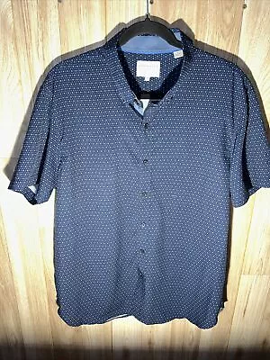 NWOT Con.struct Mens XL Button Up Blue Polka Dot Slim Fit Short Sleeve Stretch • $17.99