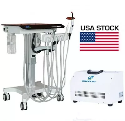 Greeloy GU-P302S Mobile Veterinary Dental Unit Cart + Oil Free Air Compressor 4H • $480.69