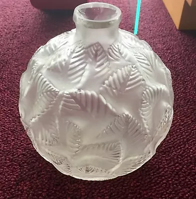 R. Lalique French Crystal Leaf Pattern Round Vase • $675