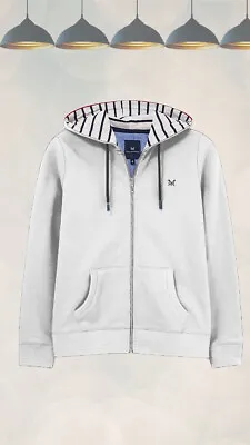 Ex Crew Clothing Women’s Long Sleeve  Zip Through Hoodie In White • £19.12