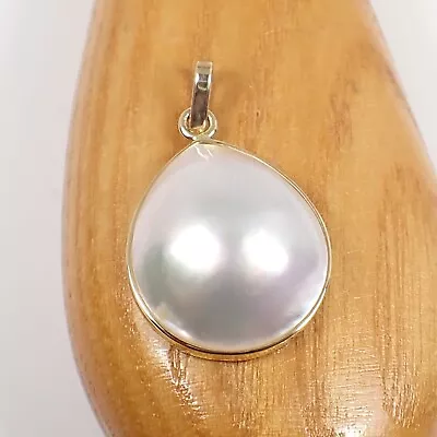 19x17 Mm Pear Teardrop Australian Mabe Pearl Pendant 375 9k 9ct Yellow Gold P93 • $247.25