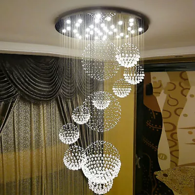 Modern Spiral Sphere Crystal Chandelier Raindrop Chandelier For High Ceiling  • $436.90