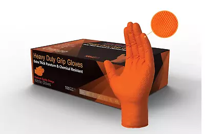 Heavy Duty Super Strong Orange Grip Nitrile Gloves PF 8 Mil |Mechanical |Food| • £11.97