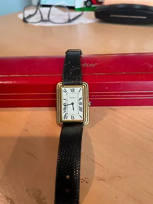 1970’s Cartier Tank Jumbo Stepped Bezel Gold Plated Watch • $6000