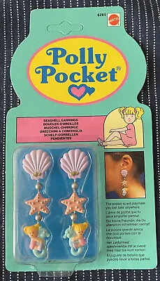 Vintage 1990 Polly Pocket Seashell Earrings Dangly MOC NEW & SEALED #6285 • $99.99