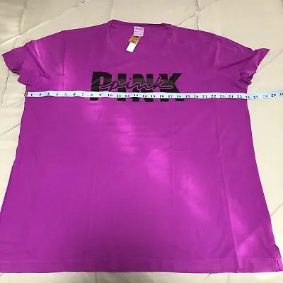 Victoria's Secret PINK Short Sleeve Campus Tee T-Shirt XXL Purple NWT • $29.99
