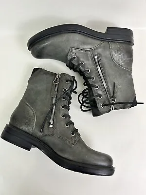 Miz Mooz Charlie Combat Boot Ankle Zip Lace-Up Grey Size 37 Women’s • $49.99