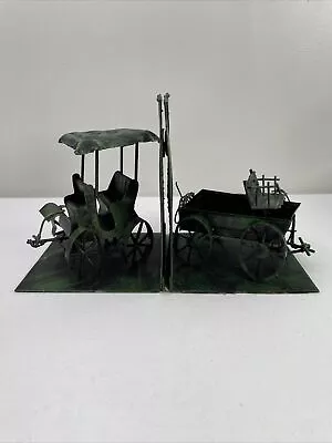 Bookends - Metal Folk Art - Carriage/Buckboard Set - Green • $25