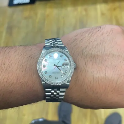 Rolex Datejust Silver Men's Watch - 16234 Diamond Dial  • £4799